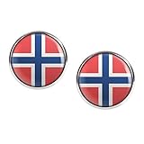 Mylery Ohrstecker Paar mit Motiv Norwegen Norway Oslo Flagge silber 16mm