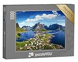 puzzleYOU: Puzzle 1000 Teile „Dorf Reine unter einem sonnigen, blauen Himmel, Lofoten, Norwegen“ – aus der Puzzle-Kollektion Norwegen
